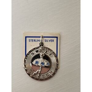 925 Sterling Silver Sweet Sixteen Birthday Charm Pendant Engravable - 6g
